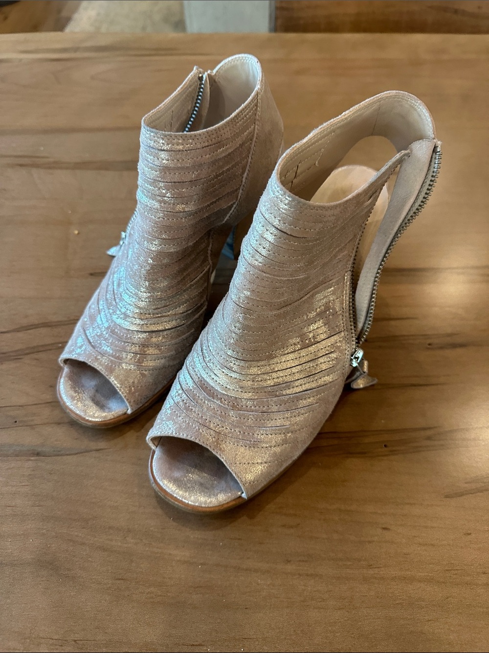 Paul Green Rose Gold Open-Toe Ankle Booties